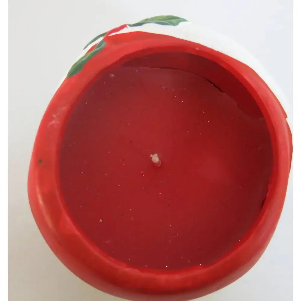 CHRISTMAS 2 Holiday Candle Holders Snowman Holly Berry Votive Winter Candles
